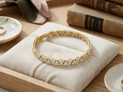 Modern Geometric Triangle Link Diamonds Tennis Bracelet CAD 3D print model