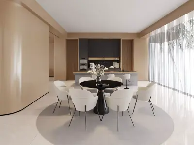 Modern Minimalist Kitchen Dining Space 3D model