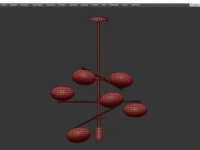 Imperial 6 light brass and opal pendant Low-poly 3D model