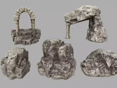 Rock Set Low-poly 3D model 15