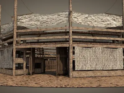 Wooden Battle Arena Low-poly 3D model