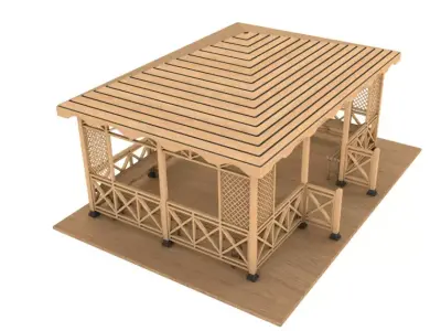 Wooden Gazebo 3D model buy