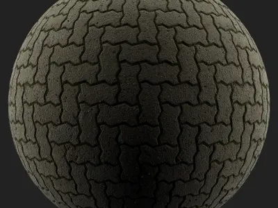 3D Scanned Pavement Herringbone Texture