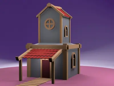Low poly game ready house Free low-poly 3D model