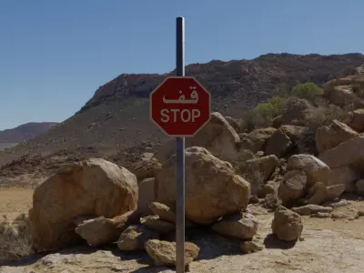 Arabic and English Stop Sign Low-poly 3D model