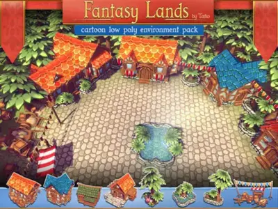 Fantasy Land - Low poly hand painted environment  Low-poly 3D model