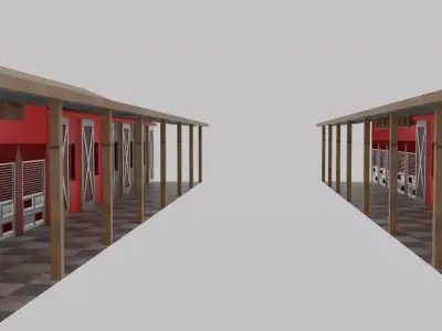 Horse Stable Low-poly 3D model