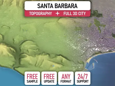 Santa Barbara - Topography Terrain 3D City 3D Model Pack