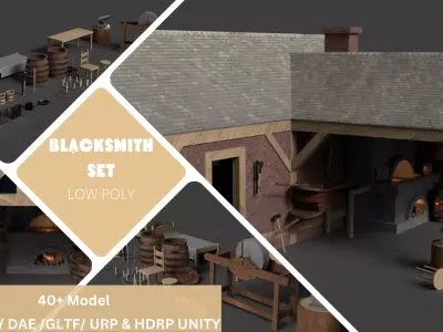 Medieval Blacksmith Set  Low-poly 3D model