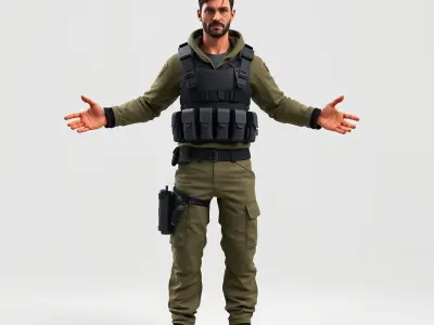Tactical Operative D Character Model  Rigged and Animated Sol... Low-poly 3D model