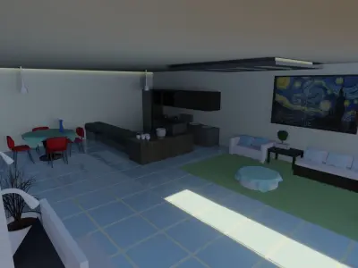 high tech living room  Low-poly 3D model