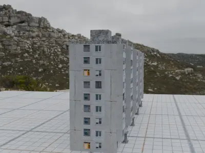 Russian panel house Low-poly 3D model