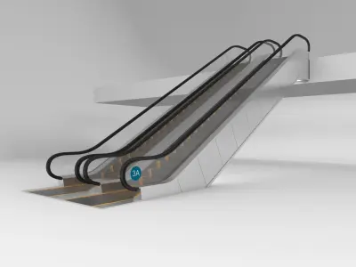 Escalator in modern building 3D model