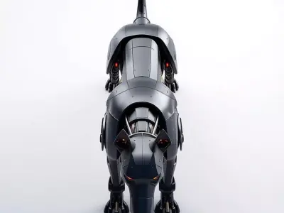 Futuristic Robo-Dog Sleek Black Mech Glowing Eyes 3D Low-poly 3D model