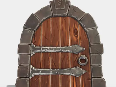 stylized door Low-poly 3D model
