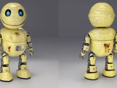 Friendly little robot rigged 3D model