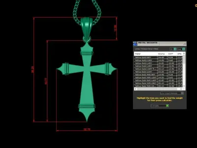 Light Gold 18K Cross Pendant 2CP078 3D print model