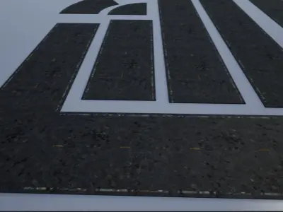 Modular Destroyed-Fine American Striped Roads 2K Low-poly 3D model