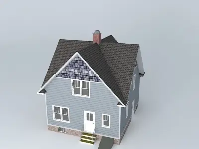 American house with interior Free 3D model