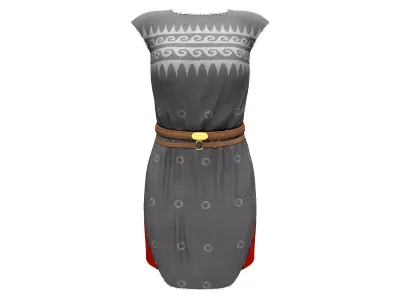 Torn Edges Side Slits Tribal Dress Low-poly 3D model