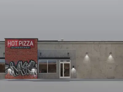 Urban Building - Pizza Restaurant Low-poly 3D model