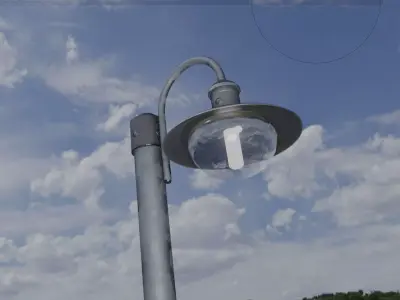 Street Light -7- Galvanized Version -1 Lamp-  Low-poly 3D model