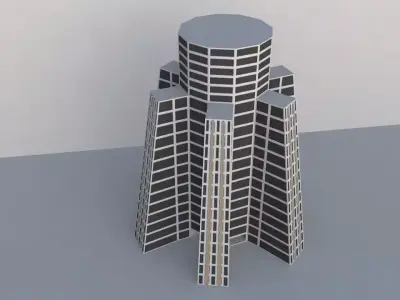 Game-Ready Skyscraper Cinema 4D High-Rise Building 3D Model Low-poly 3D model