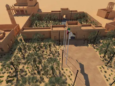 Desert hotel Low-poly 3D model