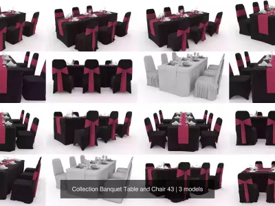 Collection Banquet Table and Chair 43 3D Model Pack