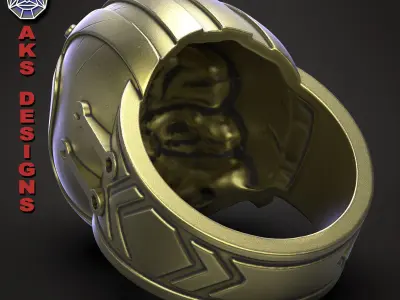  skull Ring jewelry Biker alien v1 3D print model