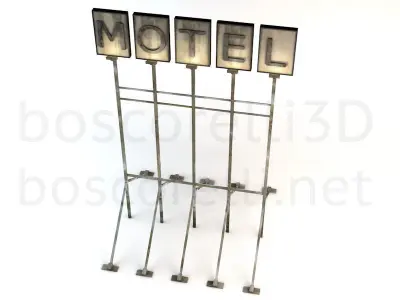 Old Motel Sign Standing Horizontal v1 3D model