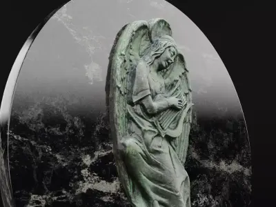 Angel witch harp high-poly 3D model