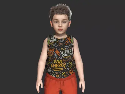 AAA 3D REALISTIC HUMAN CHARACTER - EUROPEAN LITTLE BOY  KIDS Low-poly 3D model