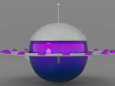 purple ship Low-poly 3D model