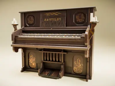 Old piano low poly 3D model Low-poly 3D model