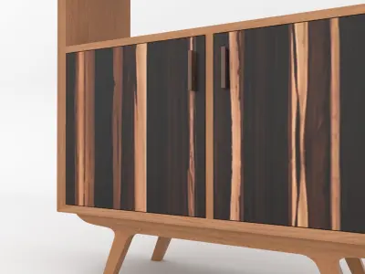 Mid-Century Modern Bookshelves 200 Oslo Low-poly 3D model