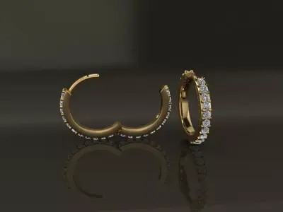 Earring Double Sided Diamond Hoop Mid Size 11mm Inside Diameter 3D print model