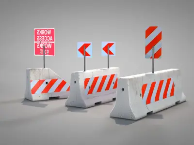 Concrete Road Barrier 3D model
