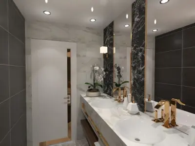 modern bathroom Low-poly 3D model