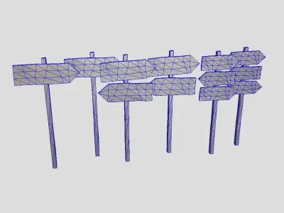 Wooden Sign Set Low-poly 3D model