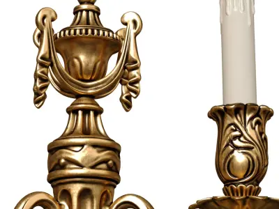 Gold Antique sconce Light in classic style Wall lamp candlestick 3D model