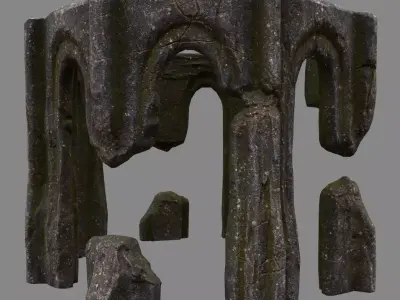 Archway stone arched structure Low-poly 3D model
