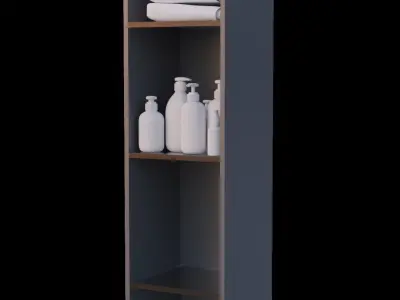 Dark modern bathroom with bathtub and bath room accessories  3D model