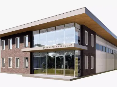 warehouse and office Low-poly 3D model