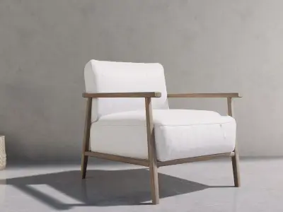 lounge chair with solid wood framing 3D model