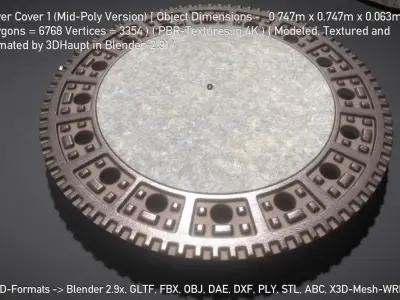 Sewer Cover 1 Mid-Poly Version Low-poly 3D model