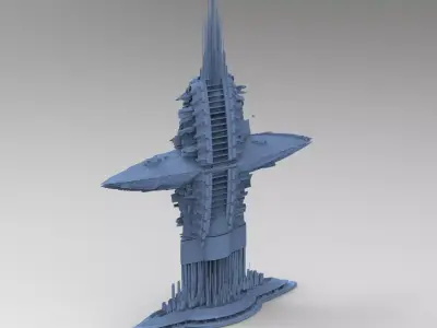 Art Deco Sci-Fi Tower 1 3D model
