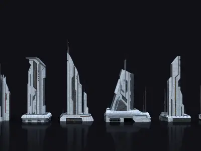 Scifi Building  futuristic Building Kitbash Bundle Vol 1 3D model
