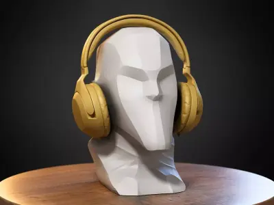 Modern low-poly human bust Headphone Stand 3D print model