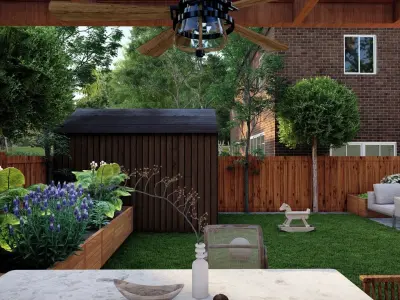 3D Exterior Scene 3D model design garden and landscape  3D model